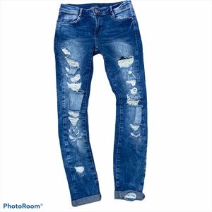 Zara Trafalac Den Distressed Denim Jeans Sz. 27